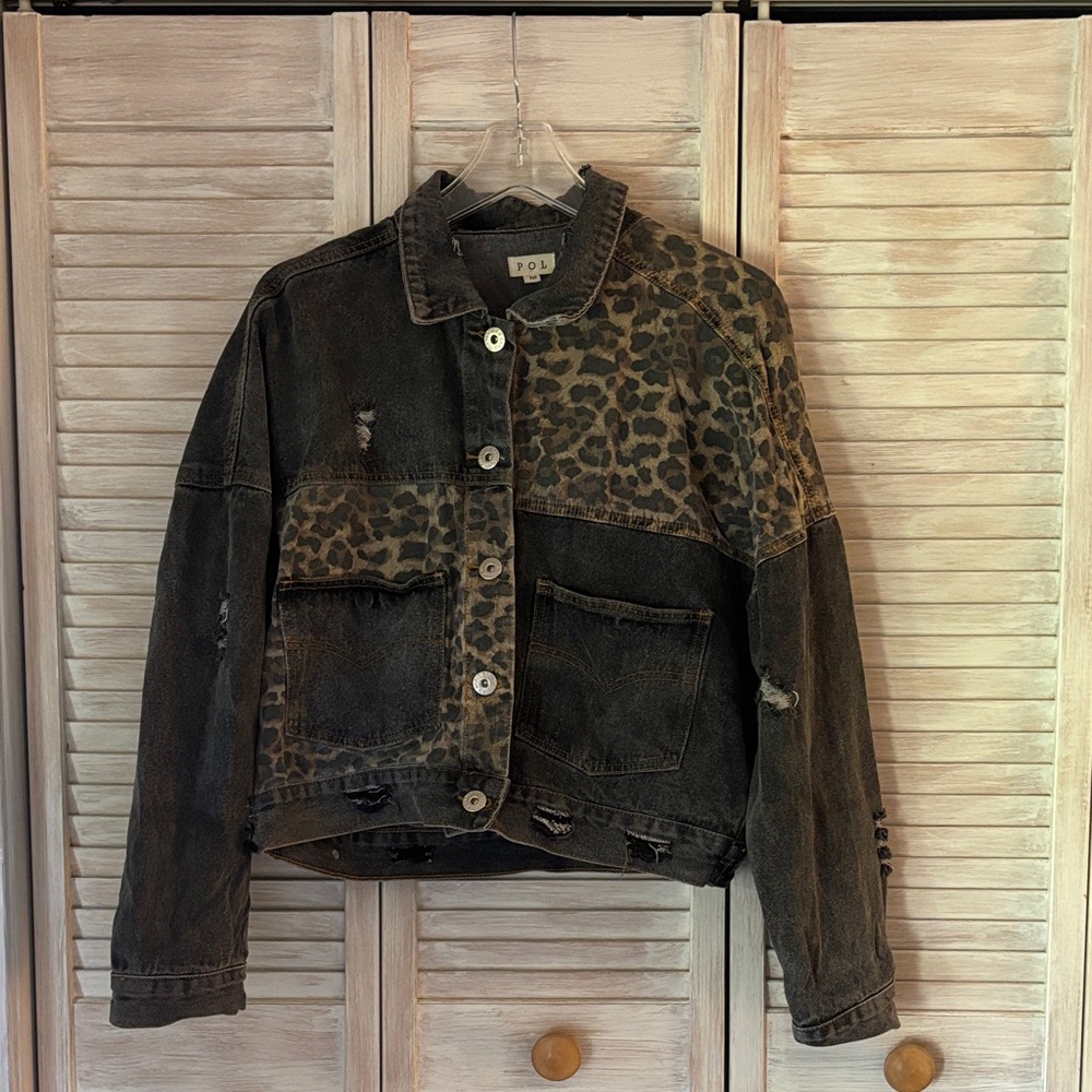 Boutique Black Denim Cropped Jacket